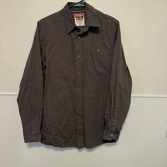 Men's Wrangler Button Down Shirt Size Small Brown/Grey New NWT Long Sleeve - Picture 1 of 9